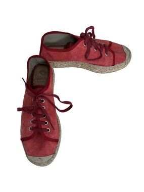 Red Canvas Lace-Up Espadrille Sneakers Womens Size 39 /us 8.5